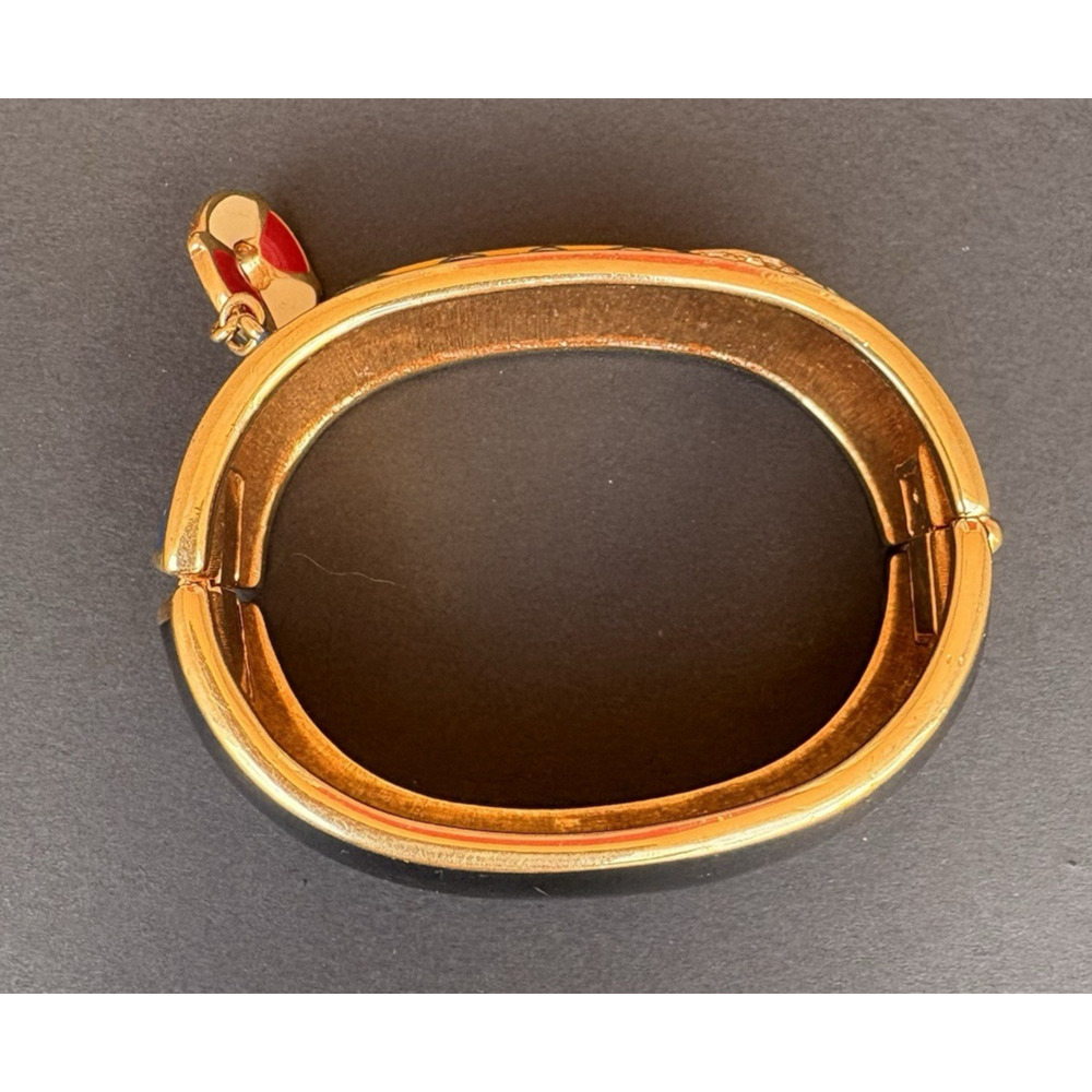 Swarovski Crystal Bracelet Wide Hinged Gold Tone Enamel Charm Cuff Nautical‎ - Picture 9 of 10